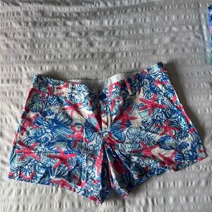 Lilly Pulitzer Blue and Pink Bermuda Shorts Vibrant Floral Design